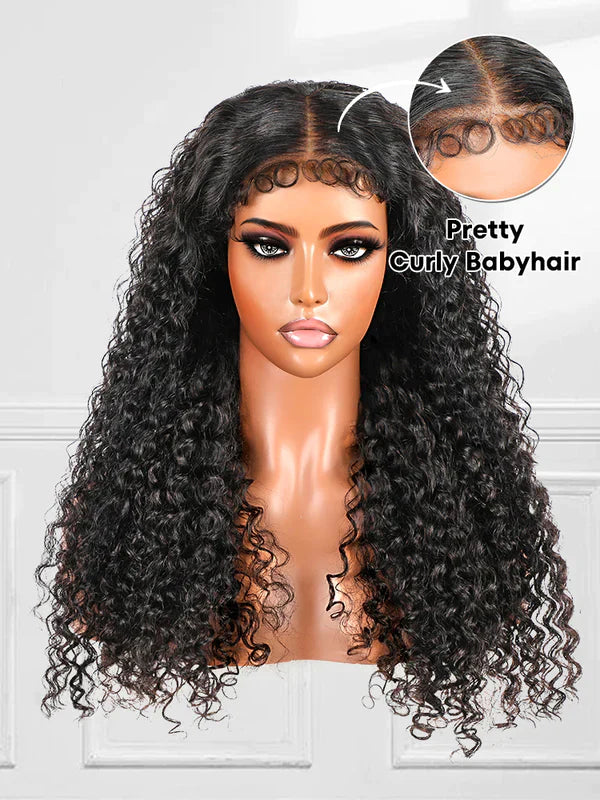 26Inch Glueless Wigs Human Hair 6X4 Lace Ready To Wear Go Water Wave Wig 100% Human Hair Curly Glueless Wig Pre Cut For Women