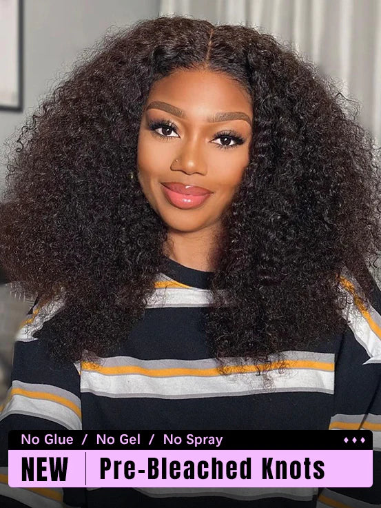 Pre Bleached Knots New In Glueless Wig Pre Cut HD Lace Afro Curly We Salonready Wig