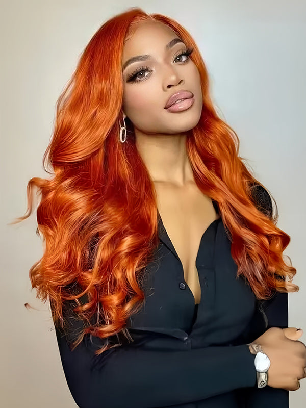 Ginger Orange Wear & Go Pre Plucked Virgin Human Hair Lace Body Wave Wig