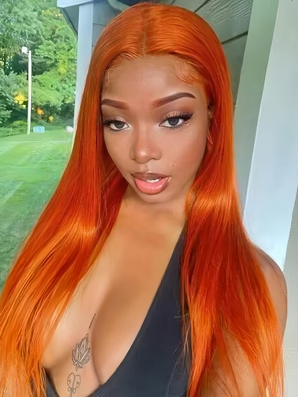 Auburn Orange Wear & Go Glueless Transparent 6x4 Lace Wig