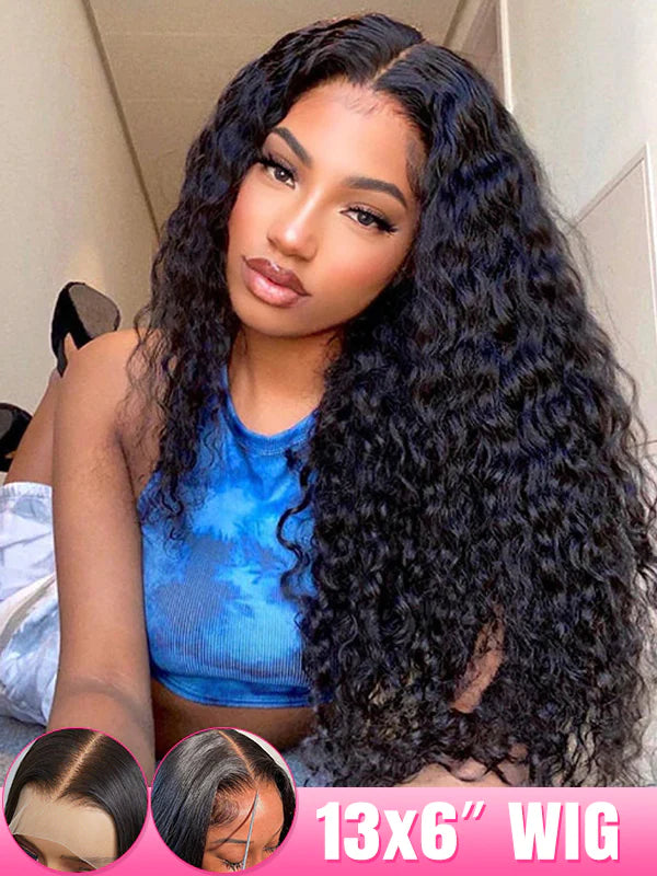 100% Human Hair Pre Plucked 13x6 Lace Frontal Deep Wave Wigs