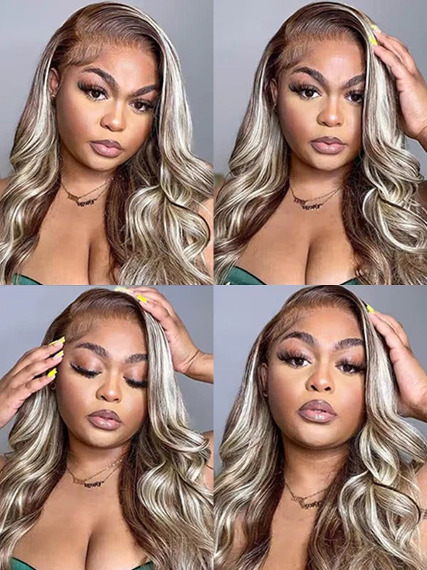 Wear & Go Ash Blonde 4/613 Highlight Color 6x4 Glueless 180% Lace Closure Body Wave Wig