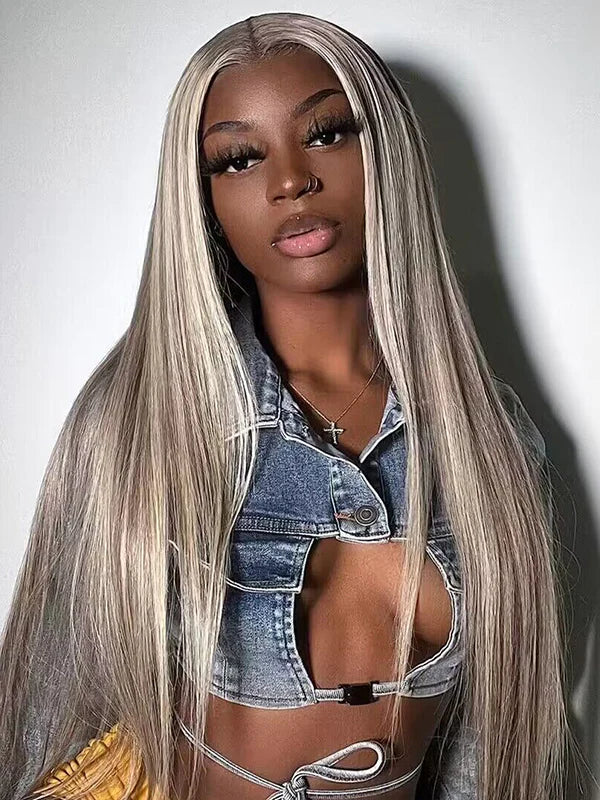 Wear & Go Ash Blonde 4/613 Highlight Color  6x4 Glueless 180% Lace Closure Straight Wig