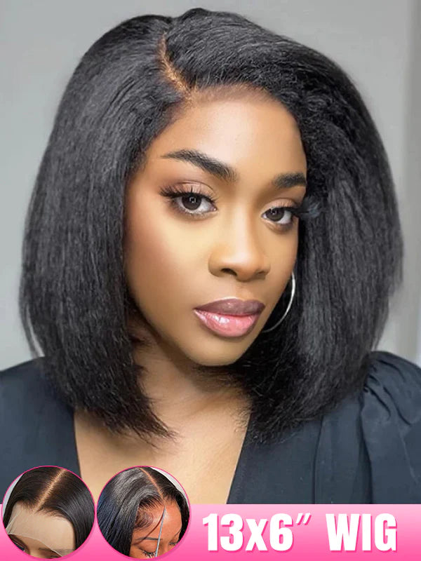 Pre Plucked 13x6 Lace Frontal Kinly Straight Bob Wig Human Hair