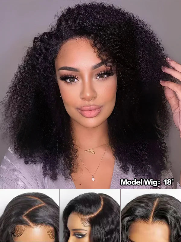 Wear & Go New In Afro Curly Pre Plucked 6x4 HD Lace Glueless Wigs