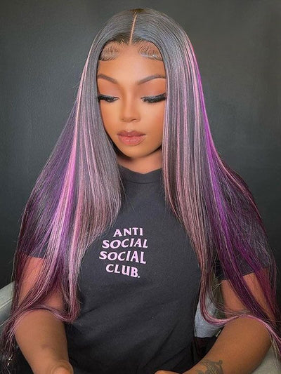13x4-lace-front-wig-black-hair-with-purple-with-pink-highlights-straight-human-hair-wigs-salon-ready-wig