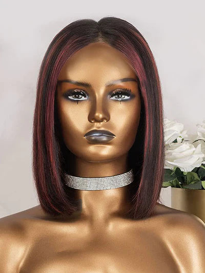 1B/99J Highlight Mixed Colored 4x4 Transparent Lace Closure Straight Wigs