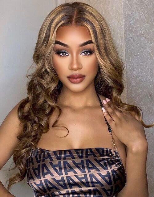 Highlight #4/#27 Piano Color Body Wave 6x4 Glueless HD Lace Closure Wig