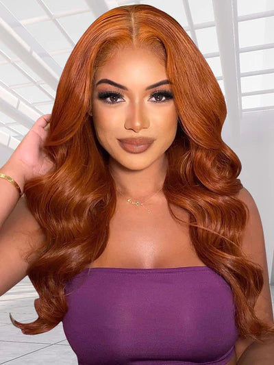 Ginger Brown Color Body Wave 13x4 Lace Front Human Hair Wigs
