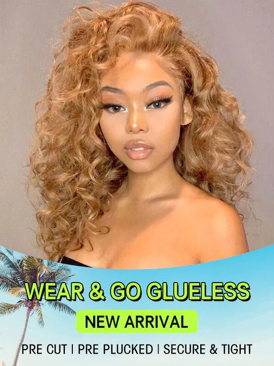 Wear & Go Pre Plucked Honey Blonde #27 Glueless 6x4 Lace Loose Deep Wig