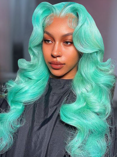 Lake Brilliant Blue Hot Color Body Wave Hair 13x4 Lace Front Wigs