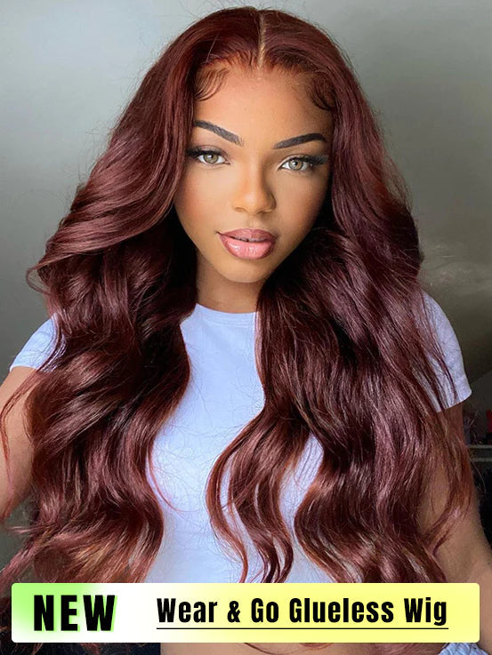 Wear & Go Reddish Brown #33 Color body wave 6x4 HD Lace Glueless Wig