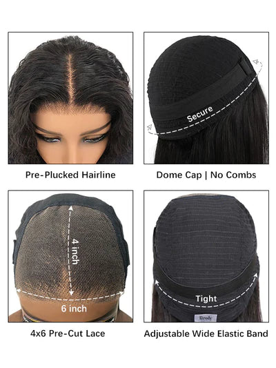 Wear & Go 180% HD Swiss Pre Cut  6x4 Lace Closure Human Hair Body Wave Wigs SalonReadyWig