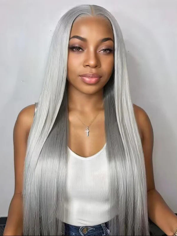 Wear & Go Grey Color Pre Plucked 6x4 Lace Glueless Straight Wigs