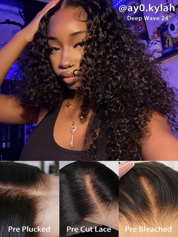 Wear Go 6x4 HD Glueless Lace Loose Deep Curly Wig Knots Bleaching